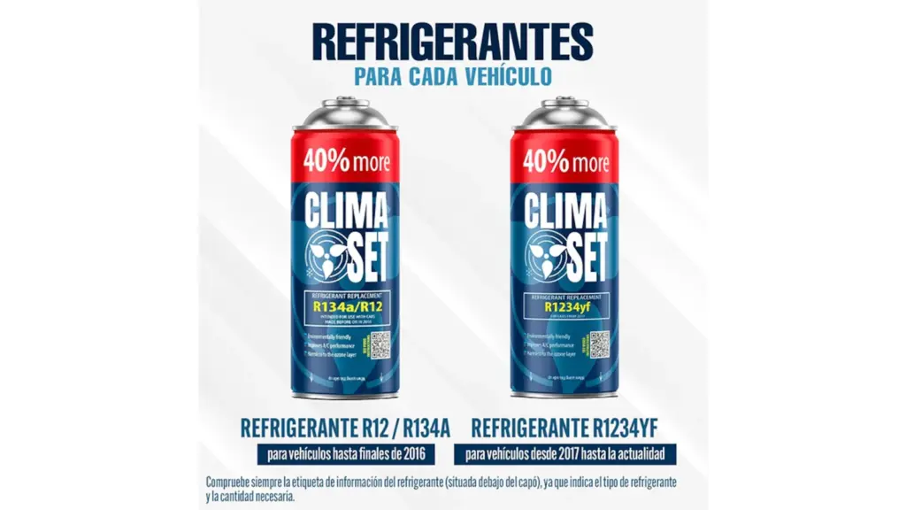 Kit para recargar el aire acondicionado sobre fondo blanco.