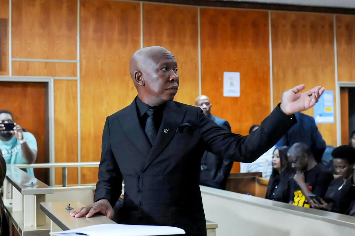 A South African court sentences opposition leader Julius Malema to five years in prison for firing a rifle into the air at a rally