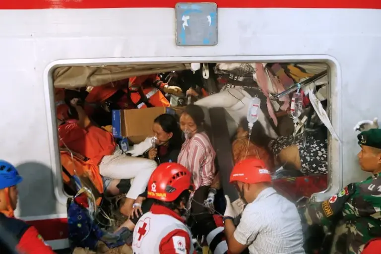 At least 14 women die in two-train collision in Indonesia