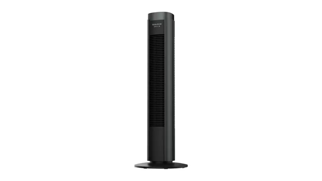 Smart tower fan on white background.