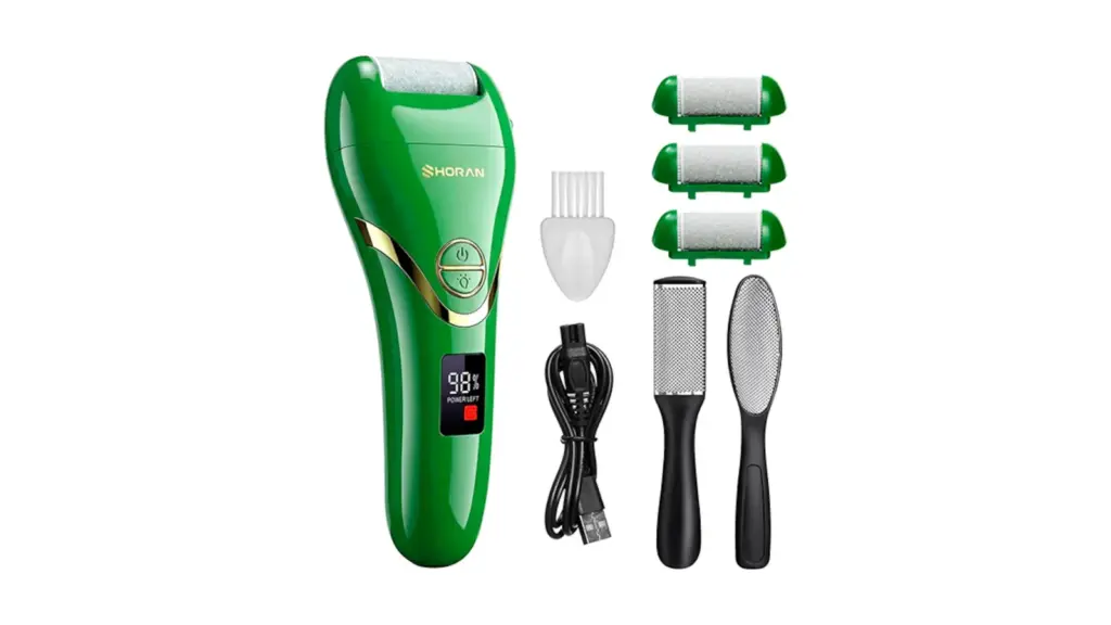 Electric foot file on white background.