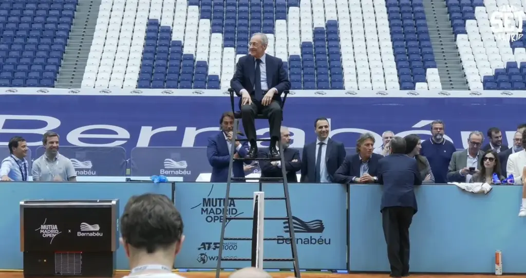 Florentino Pérez's incomplete photo, for a day as chair umpire: with Nadal, but without Federer at the Bernabéu