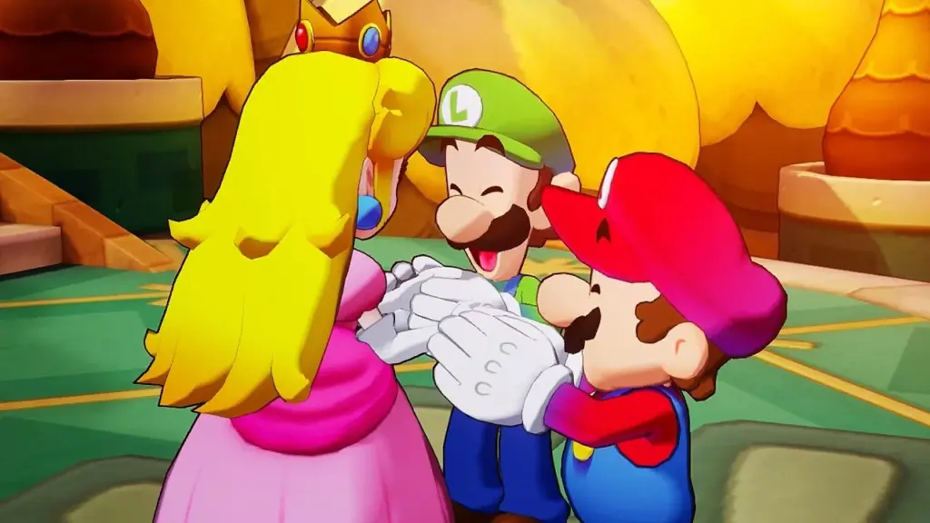 Mario, Luigi and Peach in an image from 'Mario & Luigi: Fraternal Connection'