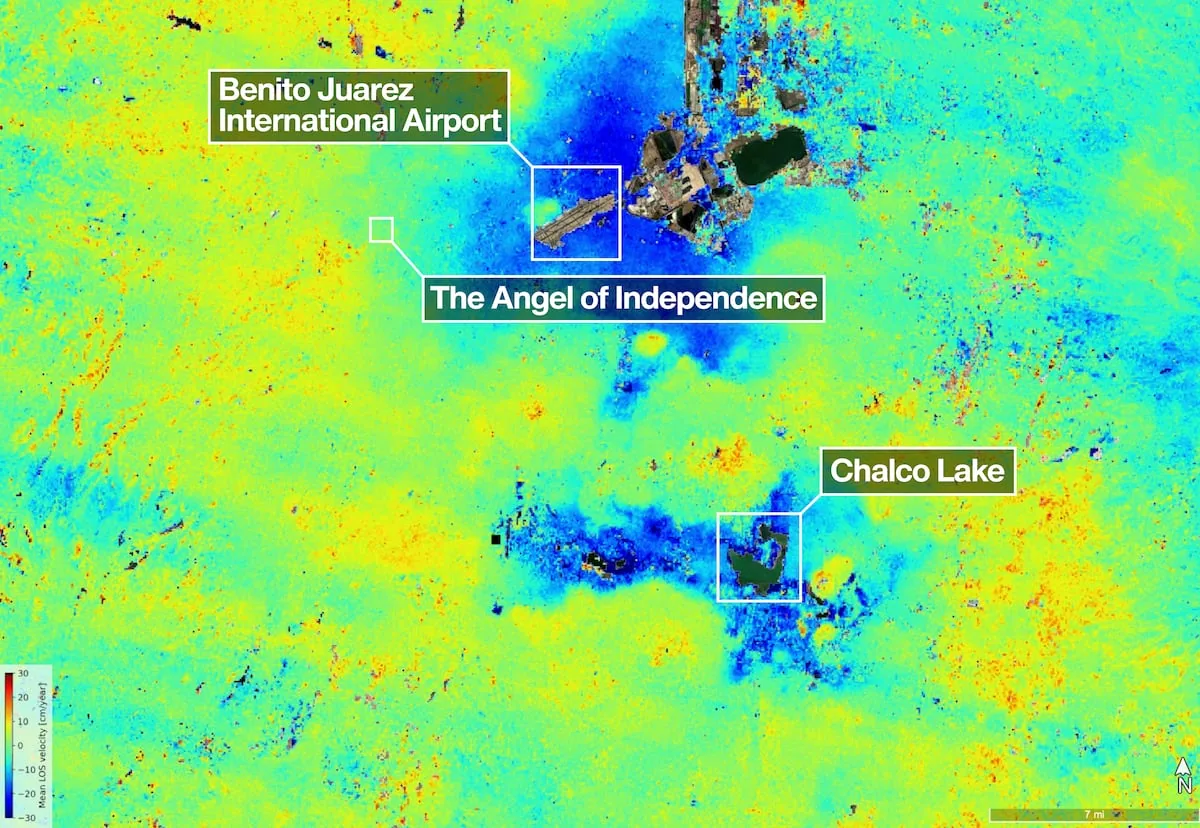 NASA confirms from space the accelerated sinking of Mexico City: more than two centimeters per month