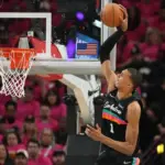 Nothing is too big for Victor Wembanyama, dazzling and record-breaking in his NBA playoffs debut