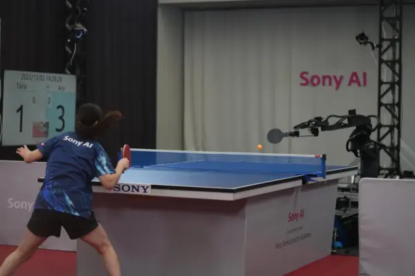 An AI-trained robot defeats an elite table tennis player
