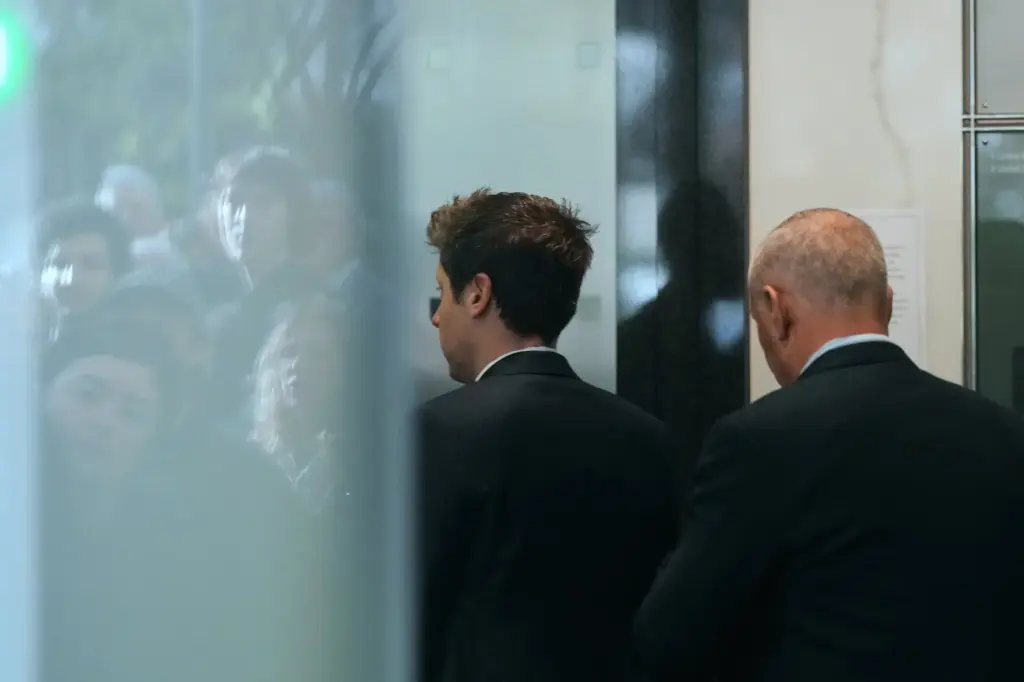 Sam Altman, back view, arriving at the Oakland court, California, April 29, 2026.