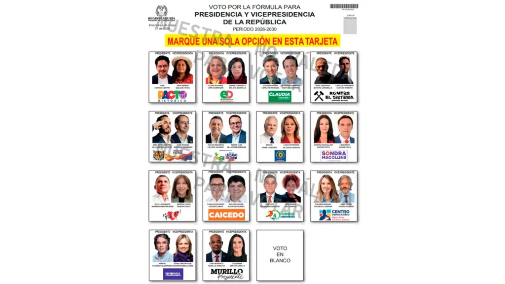 Colombian candidacy ballot.