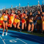 The Spanish relay runners do not leave the podium