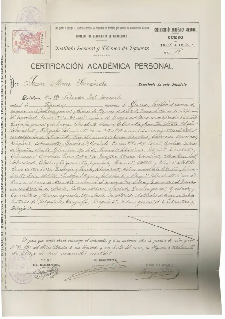Dalí at the Royal Academy of San Fernando: a rebellious and insolent student expelled permanently