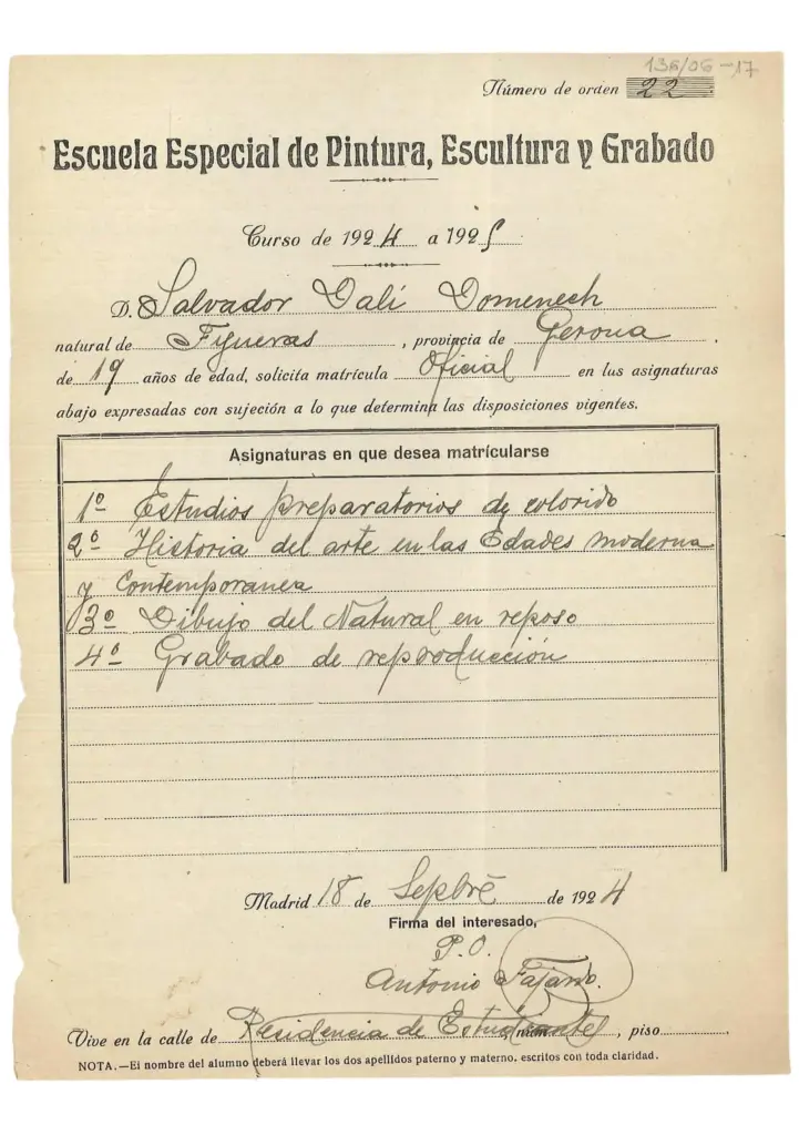 Dalí at the Royal Academy of San Fernando: a rebellious and insolent student expelled permanently