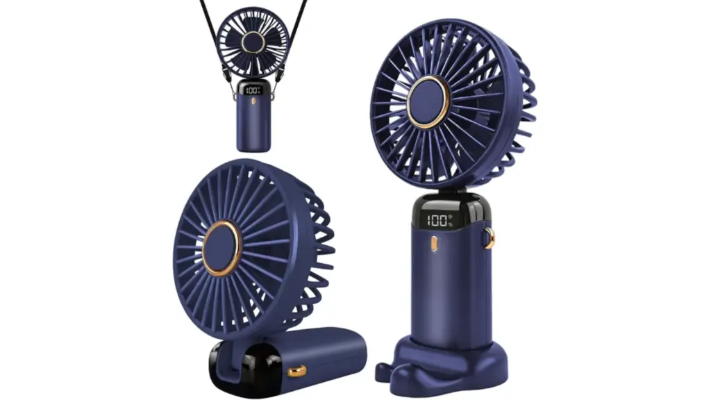 Although it offers excellent power, the Jsdoin mini portable fan is the bulkiest when folded.