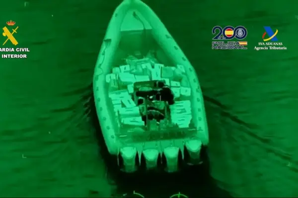 A narco speedboat crashes into a Customs patrol boat during a chase in Almería