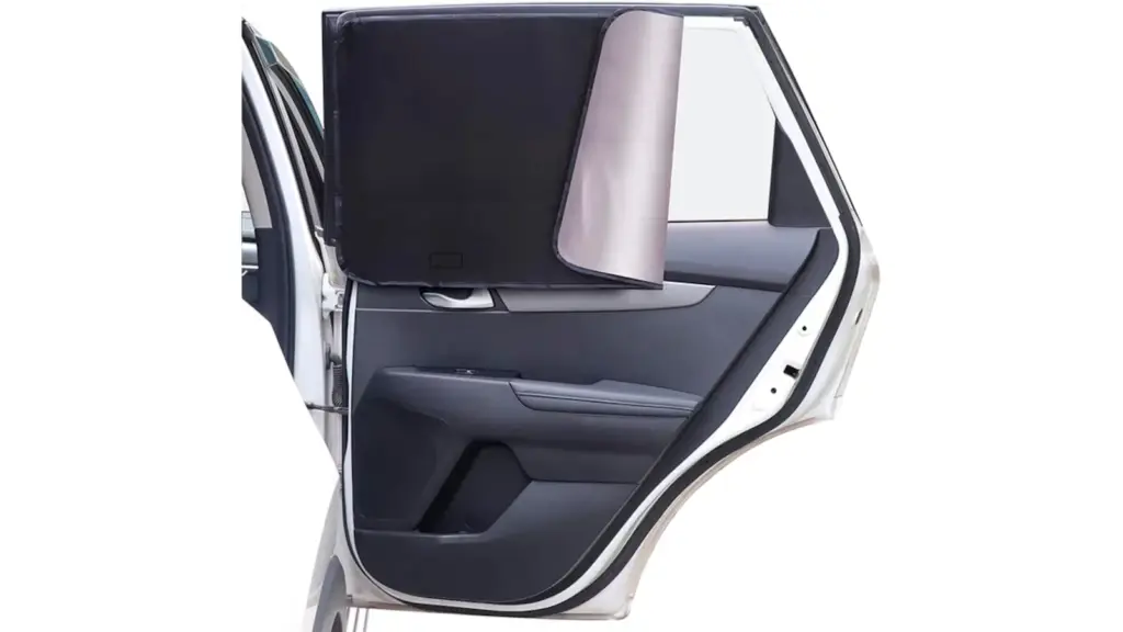 Magnetic curtain for car on white background.