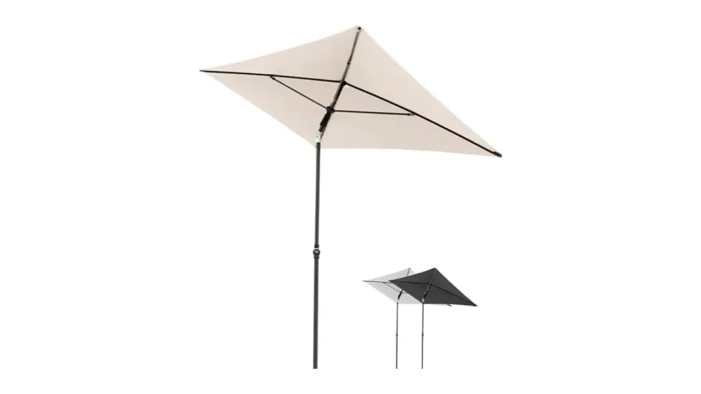 Umbrellas, awnings, and bases on a white background.