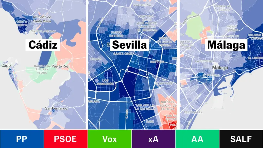 The results of the elections in Andalusia, street by street