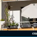 Compact umbrellas and practical awnings to provide shade for small balconies