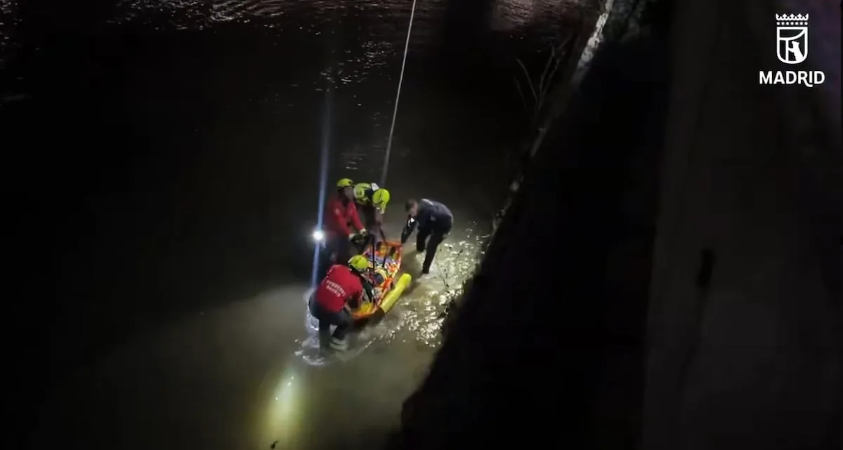 A woman, hospitalized in serious condition after falling into the Manzanares River