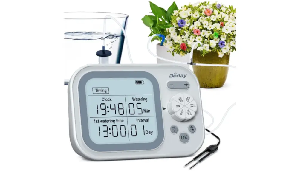 automatic irrigation system that includes an LCD screen.