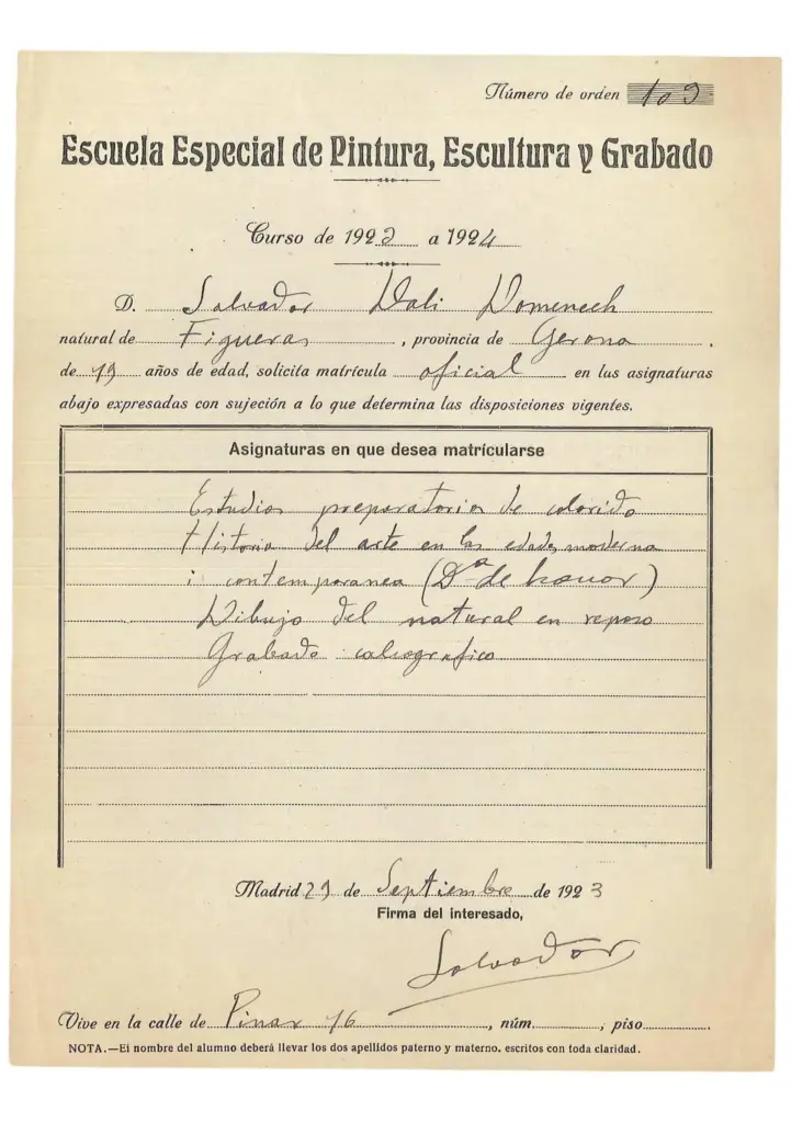 Dalí at the Royal Academy of San Fernando: a rebellious and insolent student expelled permanently