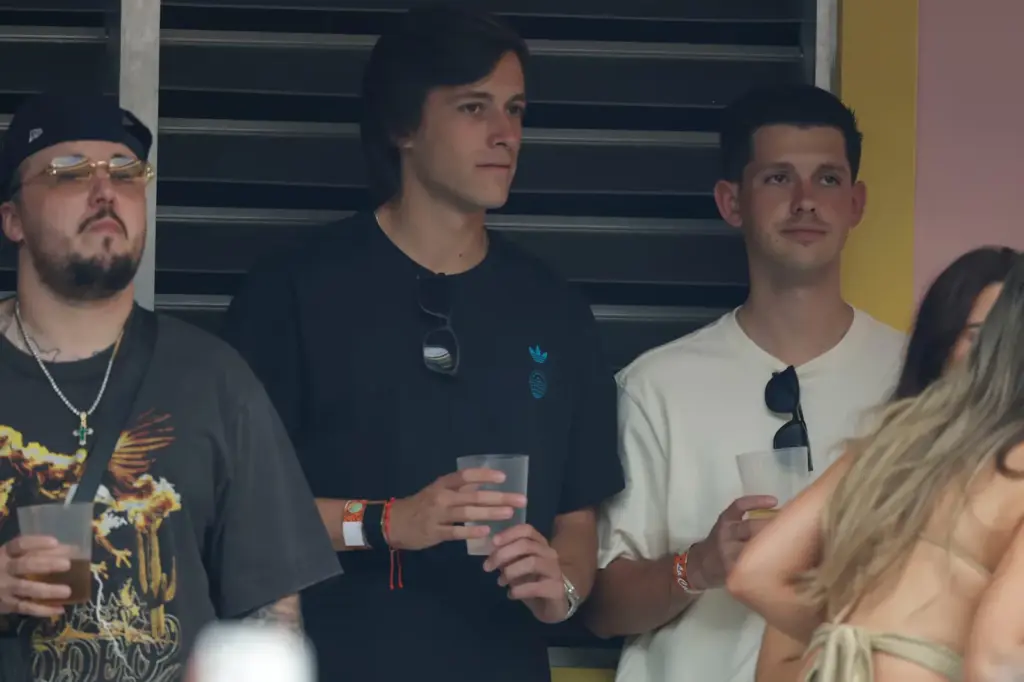 The actresses Ester Expósito and Martiño Rivas and the footballers Álvaro Carreras and Isi Palazón, at La Casita de Bad Bunny in the first concert in Madrid