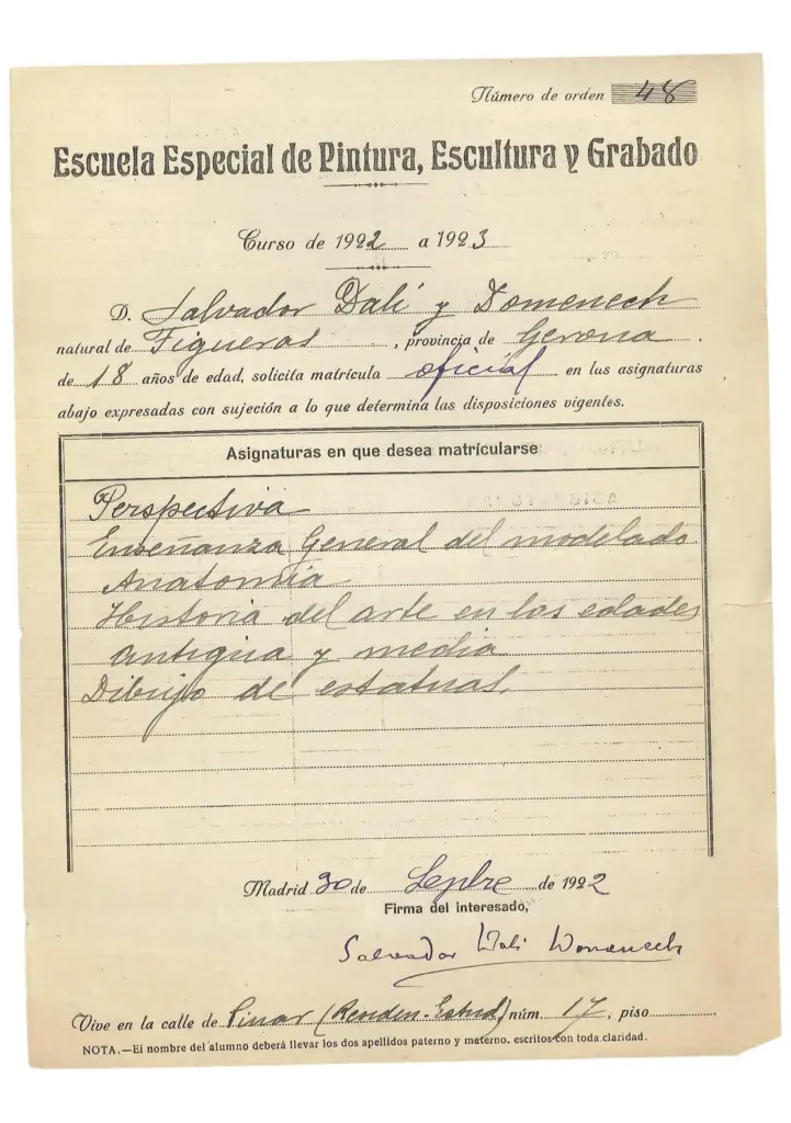 Dalí at the Royal Academy of San Fernando: a rebellious and insolent student expelled permanently