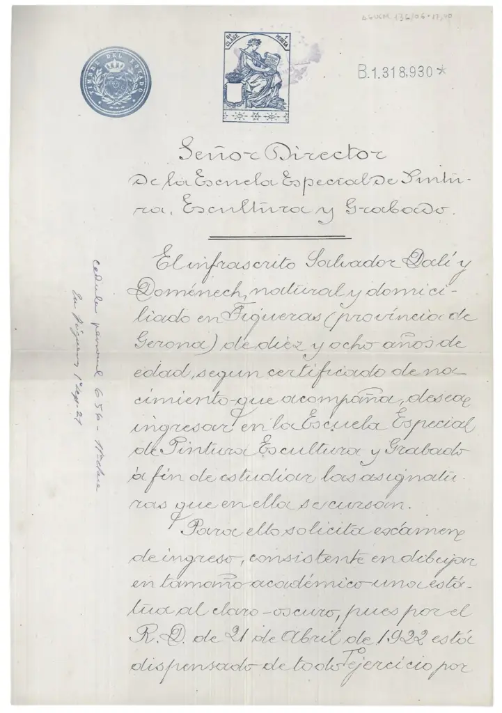 Dalí at the Royal Academy of San Fernando: a rebellious and insolent student expelled permanently
