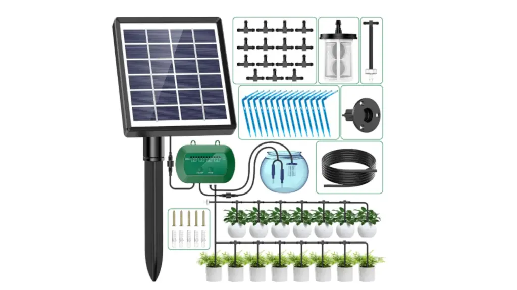 solar kit for drip irrigation to use in outdoor home spaces.