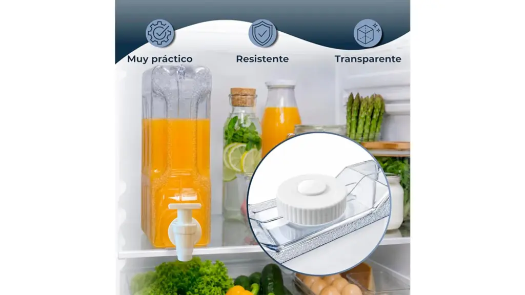 Dispensador de agua para nevera sobre fondo blanco.