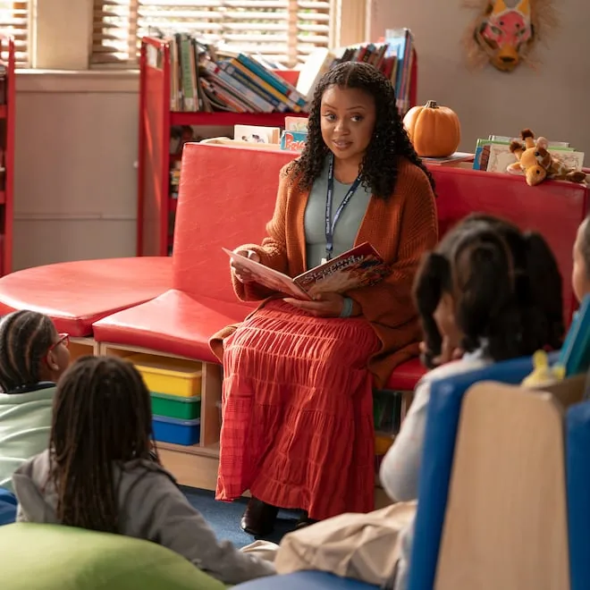Quinta Brunson, in a scene from the fifth season of the series 'Abbott Elementary', from ABC.