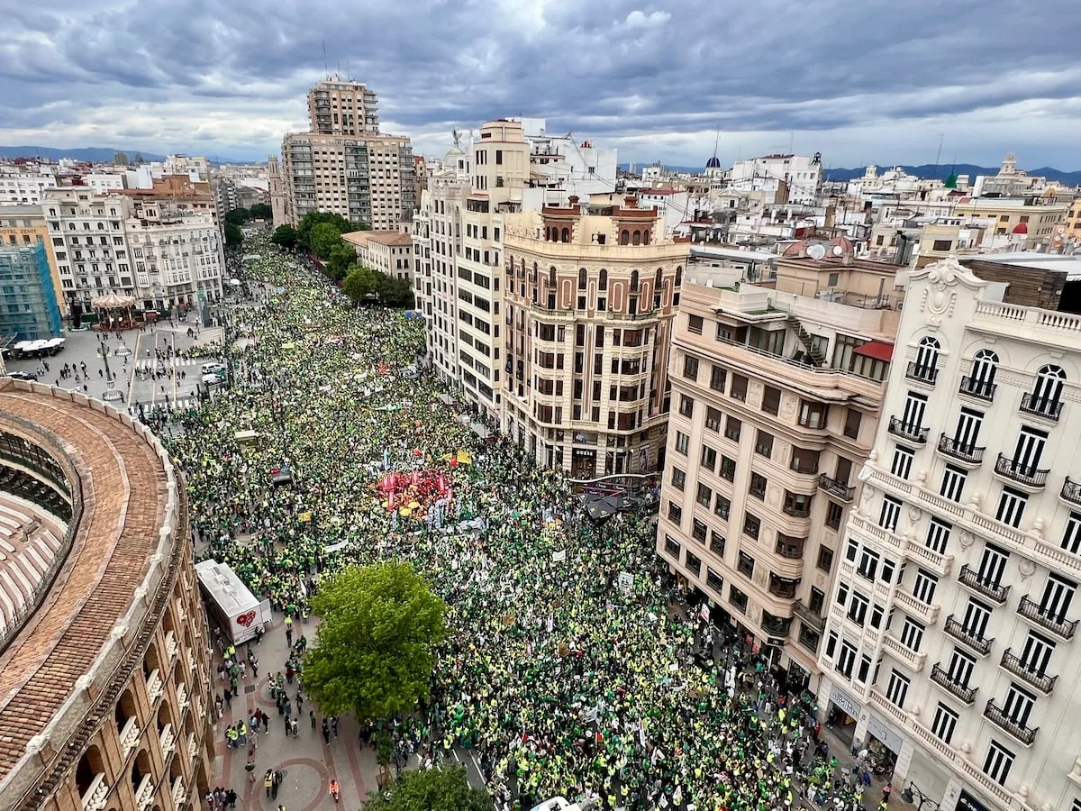 Teachers take the center of Valencia in a massive demonstration on their fifth day of strike