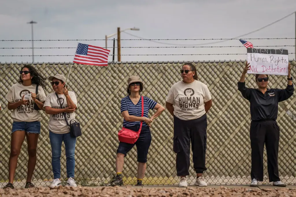 Protest at a migrant detention center in El Paso, August 17.