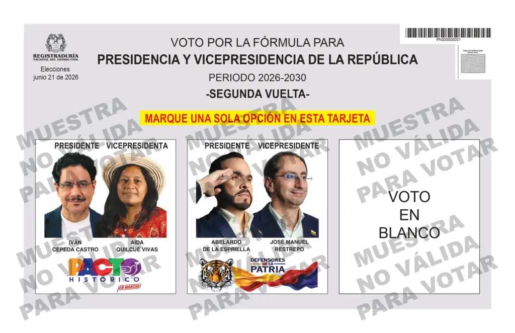Ballot for the second presidential round.