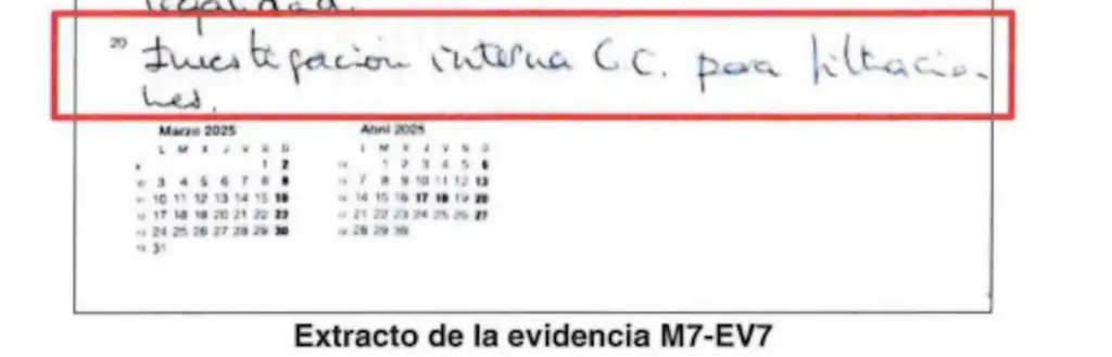 Leire Díez’s agenda note