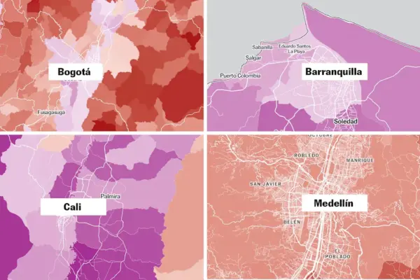 Map of the elections in Colombia with the results for each municipality