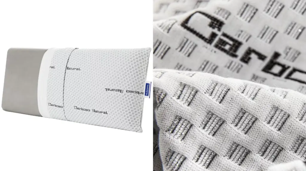 This viscoelastic pillow features active carbon particles that promote rest.