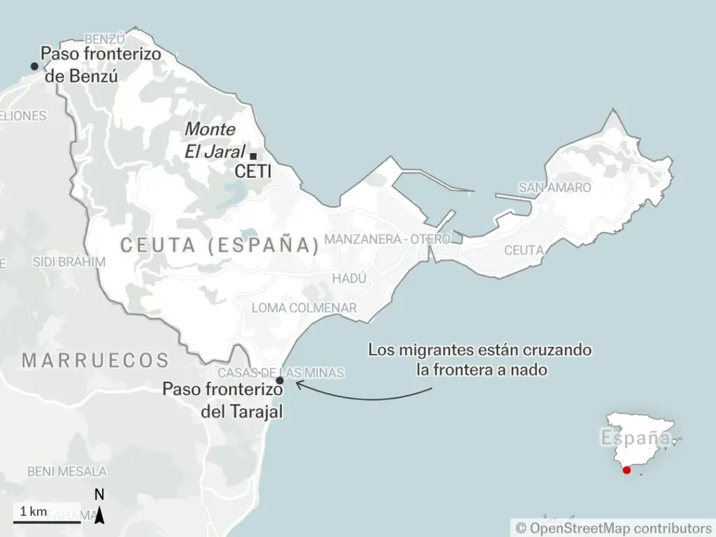 Maximum alert in Ceuta after the uncontrolled crossing of thousands of people from Morocco