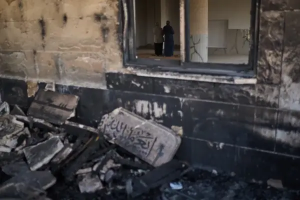 Israeli settlers set fire to two mosques, cars and fields in the West Bank