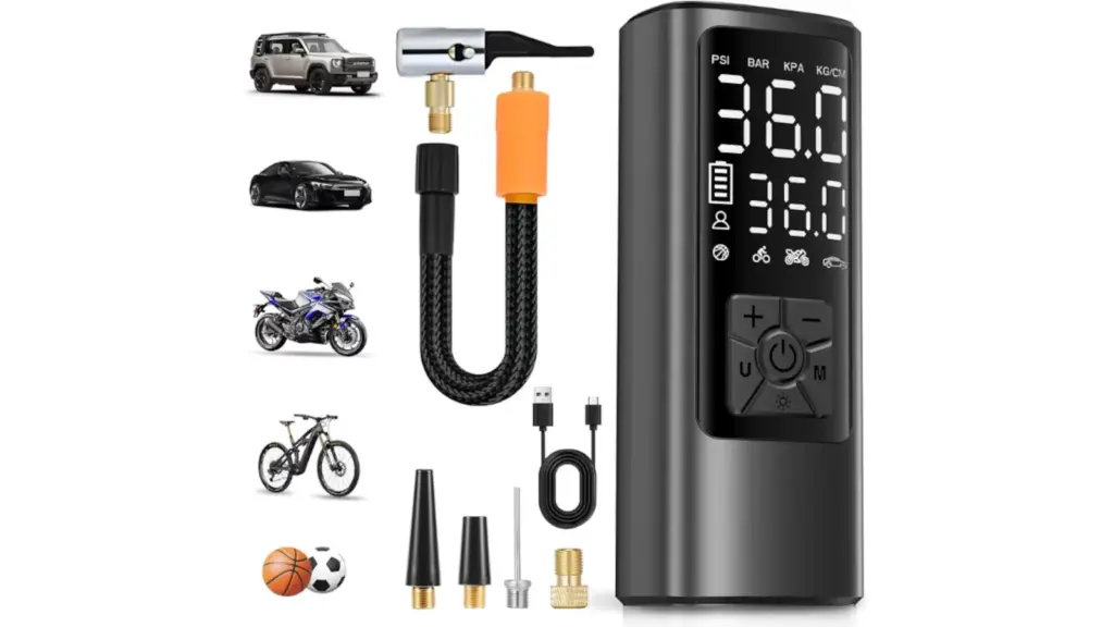 Portable air compressor.