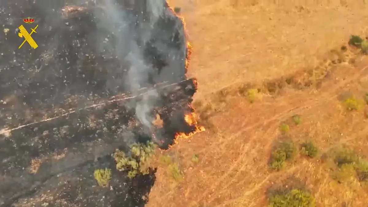 Aerial images of the Madrid fire show the advance of the flames