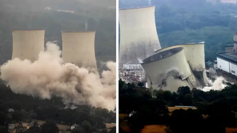 Así ha sido la caída de las cuatro torres de la central de As Pontes, en A Coruña