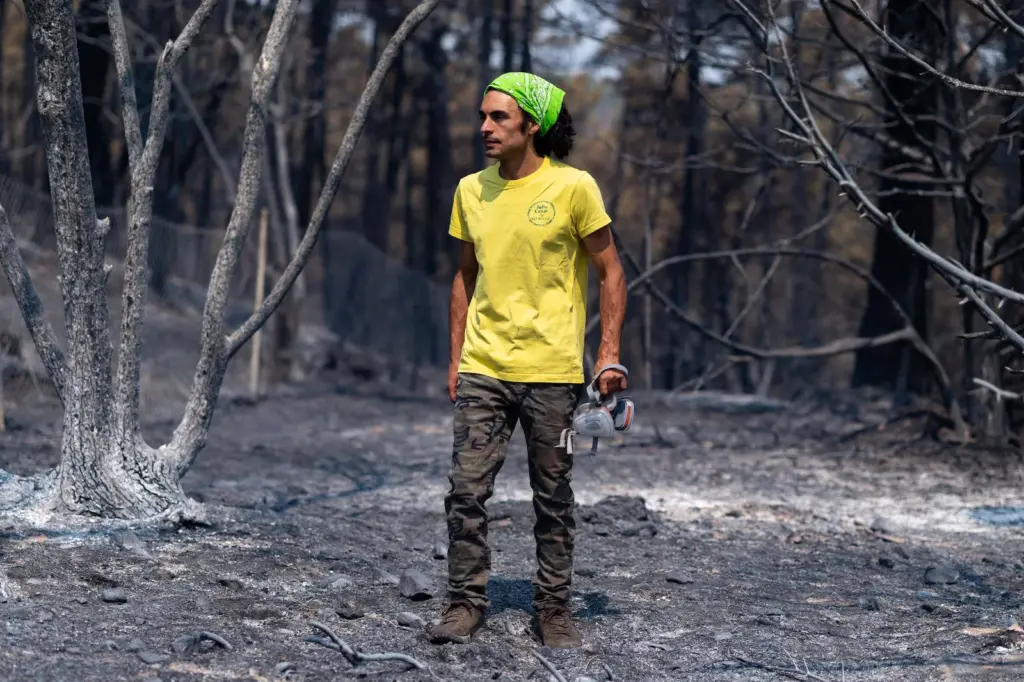 The Watchtower sweeps the ashes of the fire and faces the looting