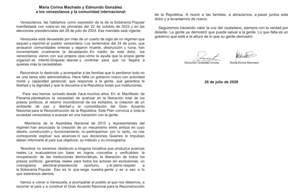 María Corina Machado assures that she does not participate in the meetings promoted by the United States between the opposition and Chavismo