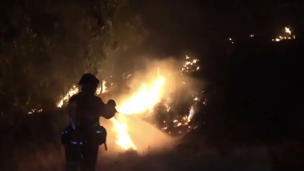 UME members working early Sunday morning on the La Mierla (Guadalajara) forest fire.