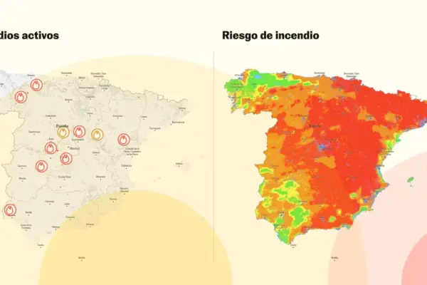 How many hectares have burned? The map of the most serious active fires