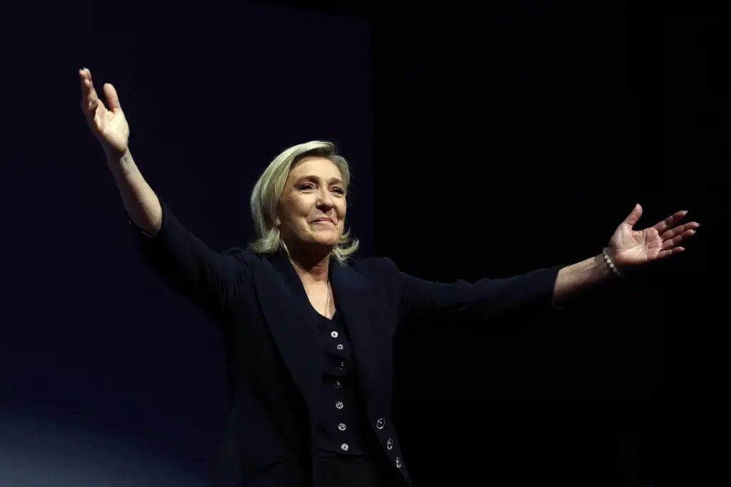 Marine Le Pen, this Sunday after the polls were released, in Henin-Beaumont, northern France.