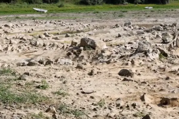El impacto de la sequía en el río Danubio a vista de dron