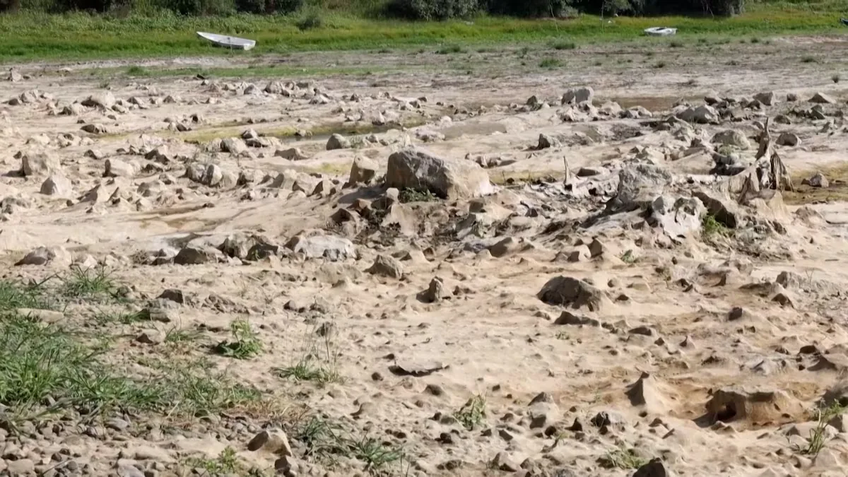 El impacto de la sequía en el río Danubio a vista de dron