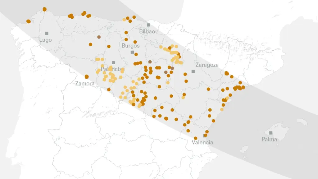 Where to watch the total eclipse on August 12 in Spain? Map with the time and visibility at each point in the country