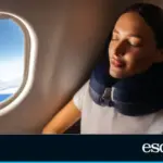 This adjustable travel pillow helps prevent neck strain during the journey